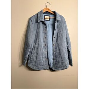 Jachs Girlfriend Gray Quilted Chore Denim Lined Shacket Jacket Size Medium